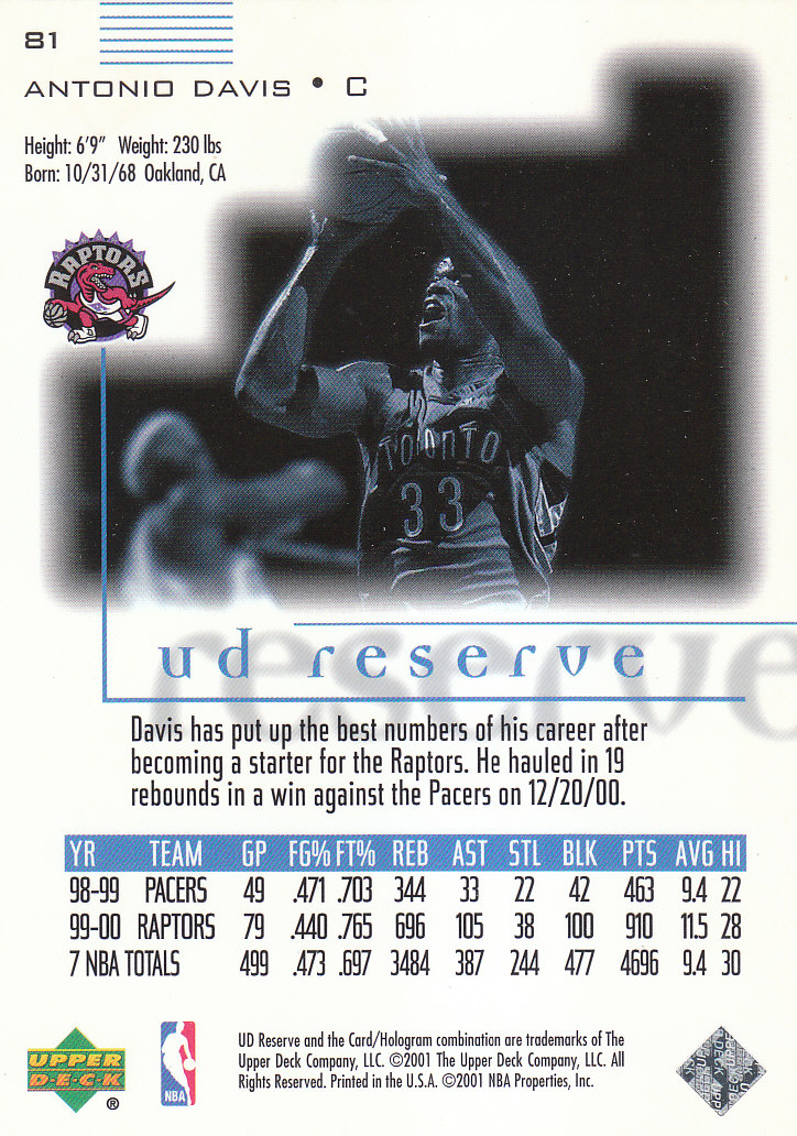 2000/2001 UD Reserve (Upper Deck) Basketball - Picture 32 of 163