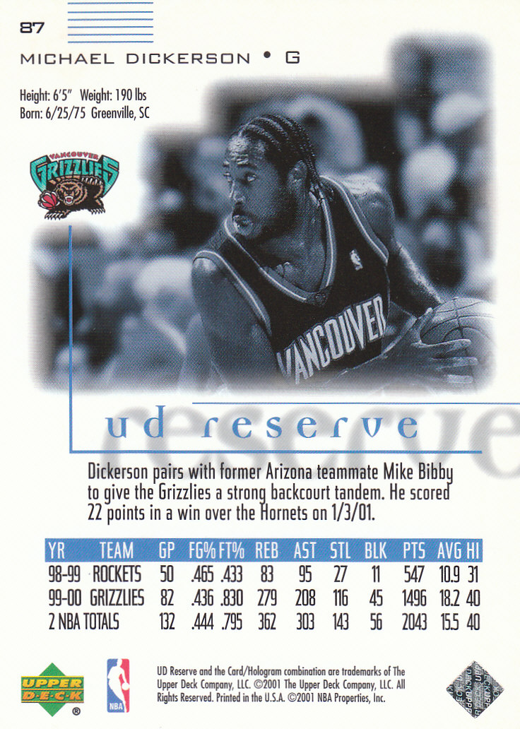 2000/2001 UD Reserve (Upper Deck) Basketball - Picture 22 of 163
