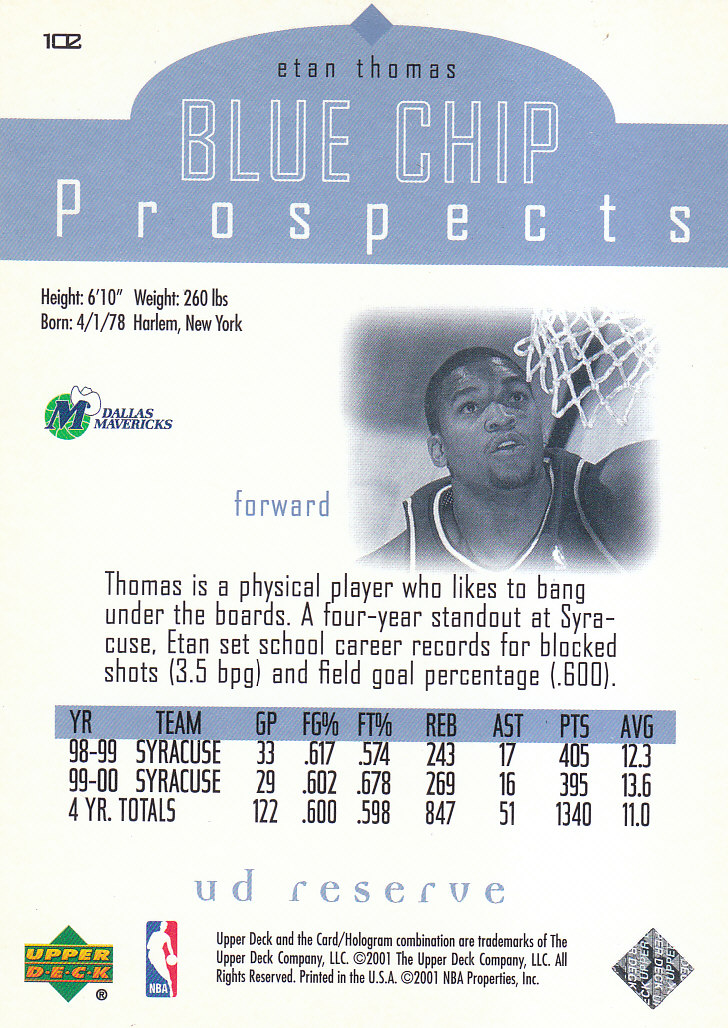 2000/2001 UD Reserve (Upper Deck) Basketball - Picture 7 of 163