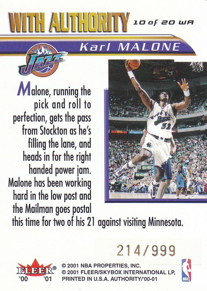 2000/2001 Fleer Authority Basketball - Picture 237 of 241
