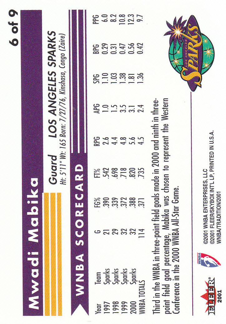 2001 Fleer WNBA Basketball - Bild 285 von 289