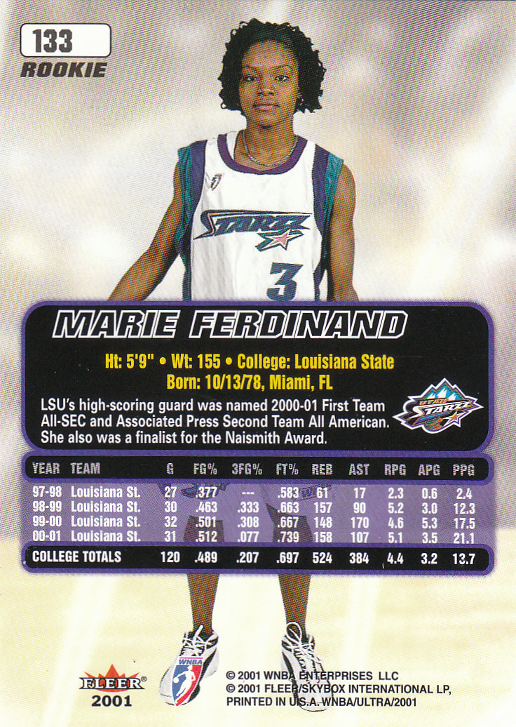 2001 Ultra WNBA (Fleer) Basketball - Picture 145 of 151