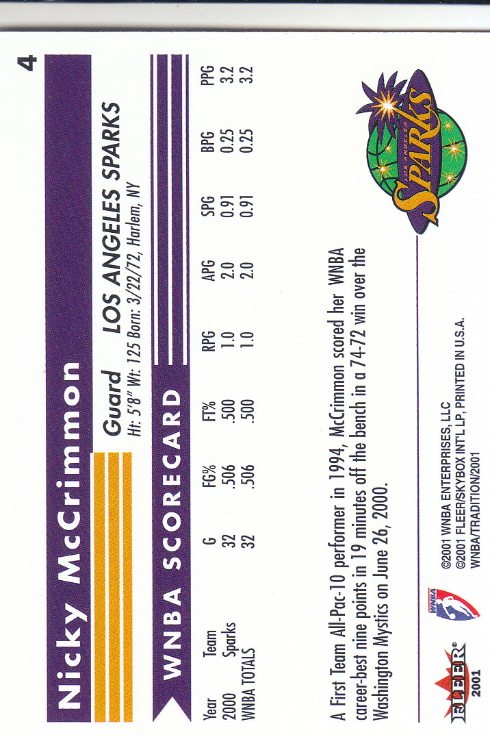 2001 Fleer WNBA Basketball - Bild 5 von 289
