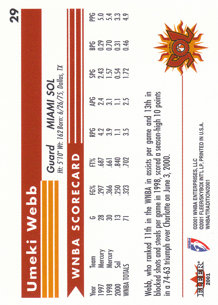 2001 Fleer WNBA Basketball - Bild 45 von 289