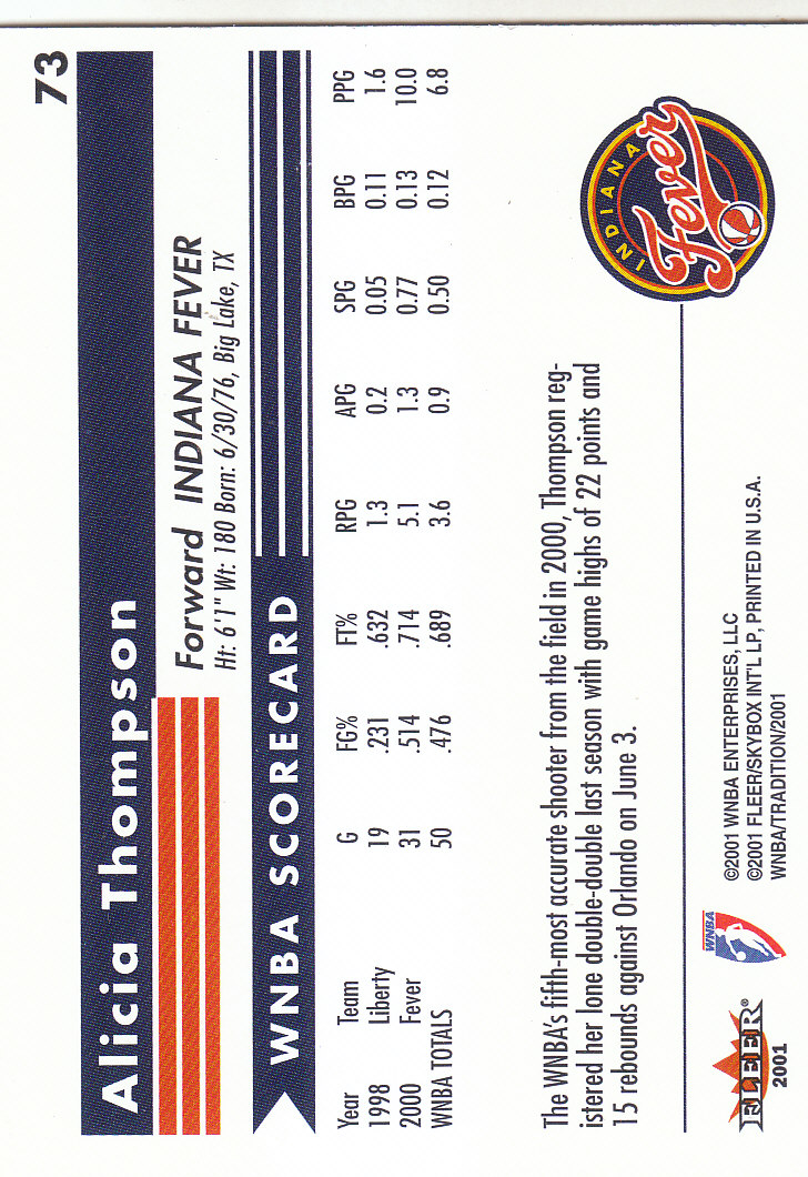 2001 Fleer WNBA Basketball - Bild 107 von 289