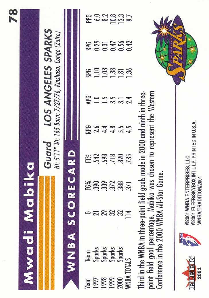 2001 Fleer WNBA Basketball - Bild 111 von 289