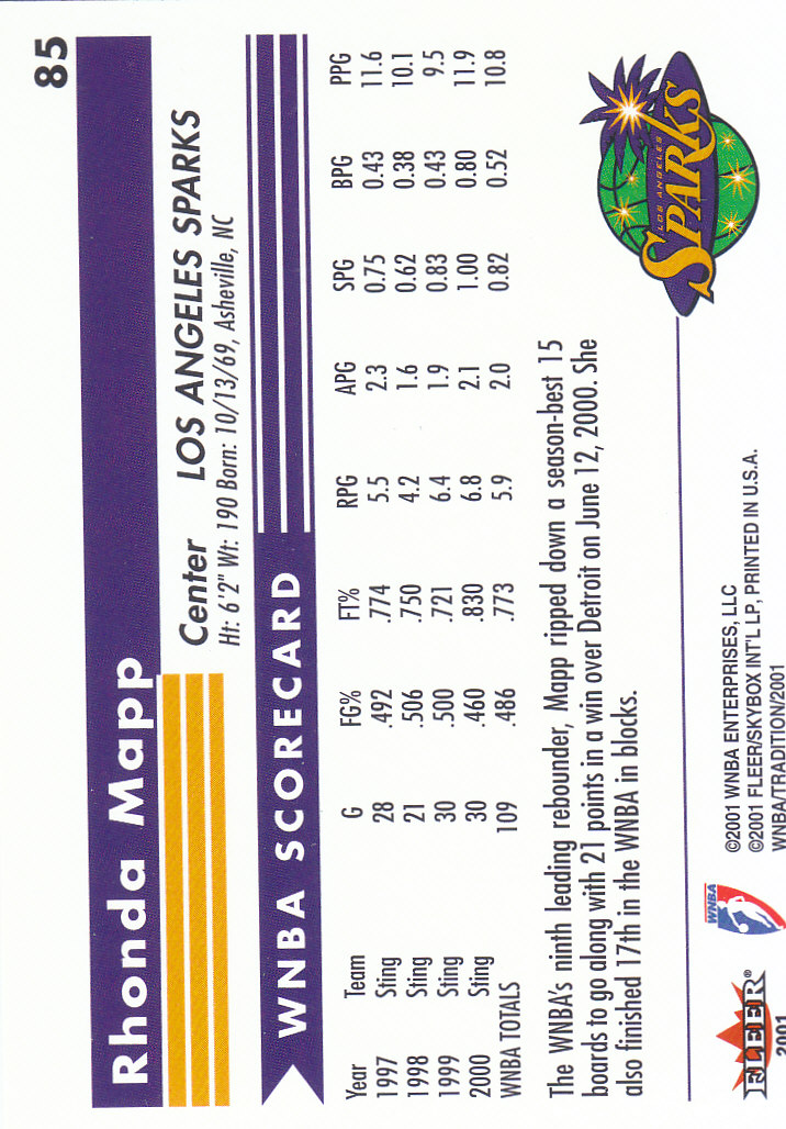 2001 Fleer WNBA Basketball - Bild 123 von 289