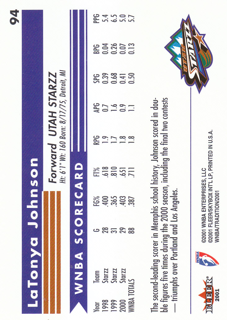 2001 Fleer WNBA Basketball - Bild 137 von 289