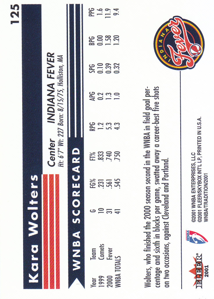 2001 Fleer WNBA Basketball - Bild 187 von 289