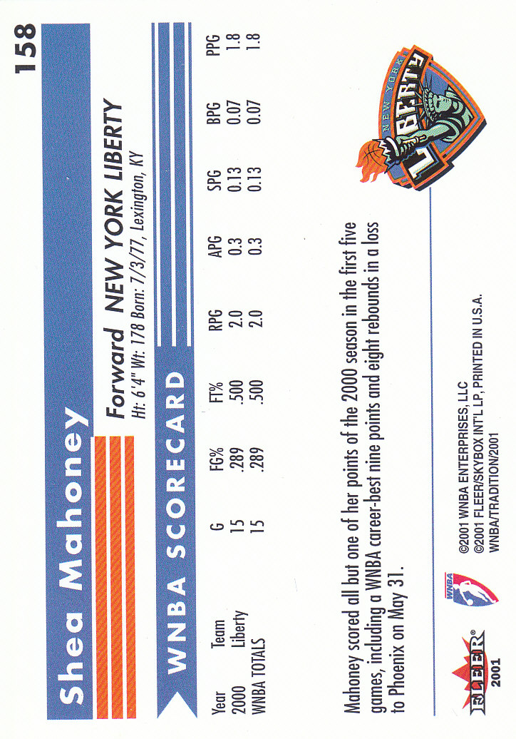 2001 Fleer WNBA Basketball - Bild 253 von 289
