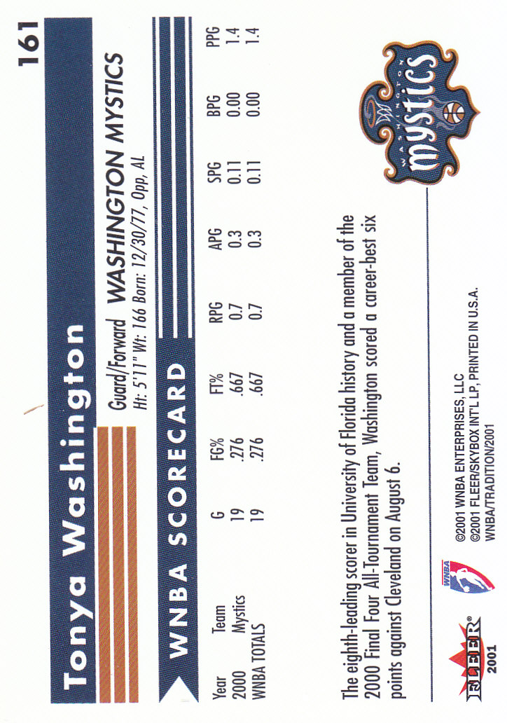 2001 Fleer WNBA Basketball - Bild 259 von 289