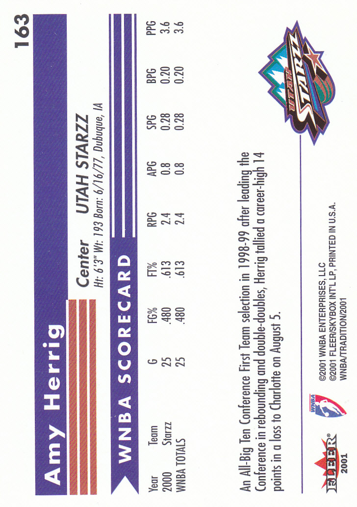 2001 Fleer WNBA Basketball - Bild 263 von 289