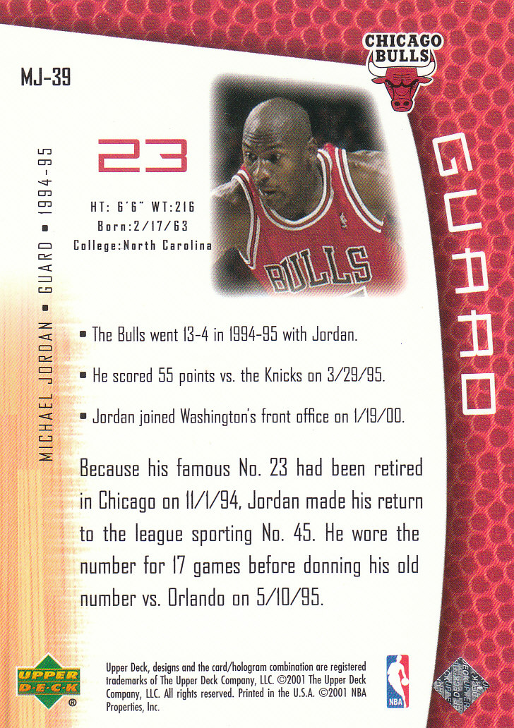 2001/2002 Upper Deck baloncesto parte 2 MJ's tarjetas traseras - Imagen 65 de 147