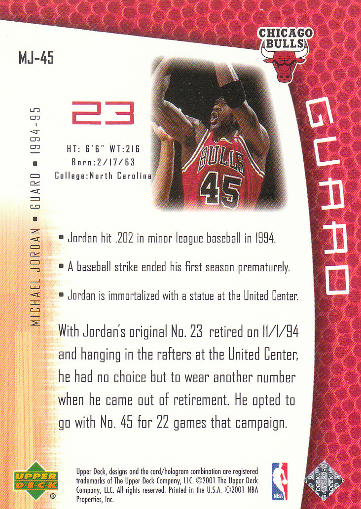 2001/2002 Upper Deck baloncesto parte 2 MJ's tarjetas traseras - Imagen 75 de 147