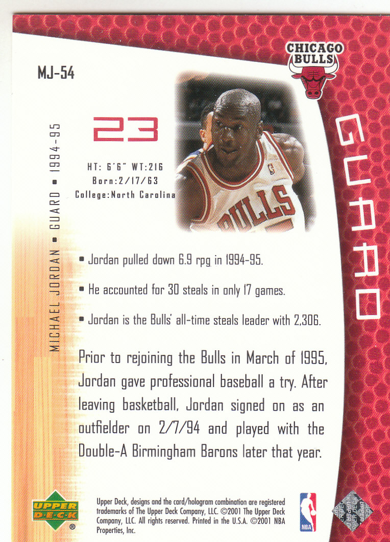 2001/2002 Upper Deck baloncesto parte 2 MJ's tarjetas traseras - Imagen 89 de 147