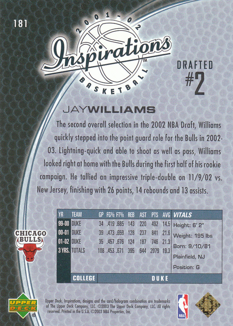 2001/2002 Inspirations (Upper Deck) Basketball - Picture 263 of 265