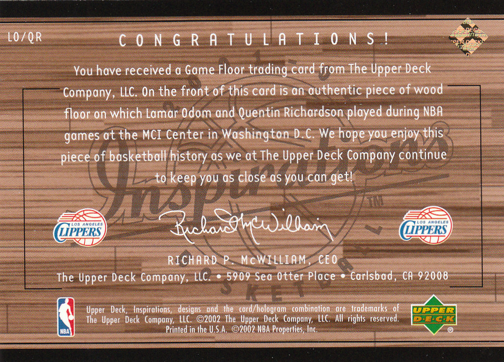 2001/2002 Inspirations (Upper Deck) Basketball - Picture 265 of 265
