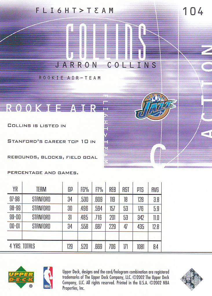 2001/2002 Flight Team (Upper Deck) Basketball - Picture 177 of 246
