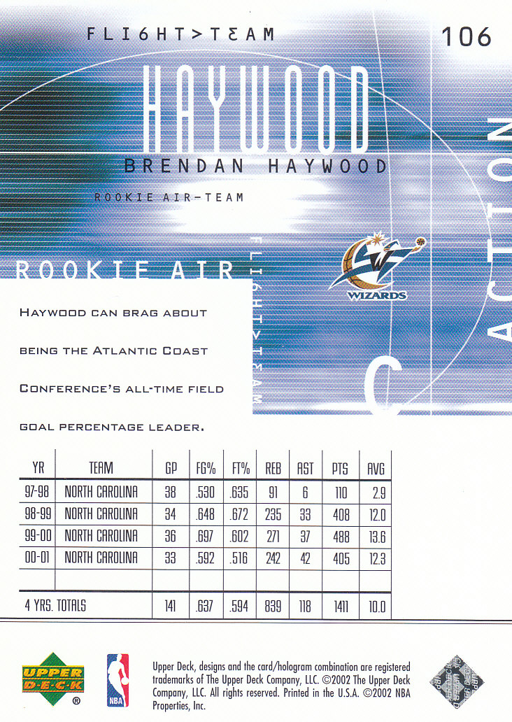 2001/2002 Flight Team (Upper Deck) Basketball - Picture 179 of 246