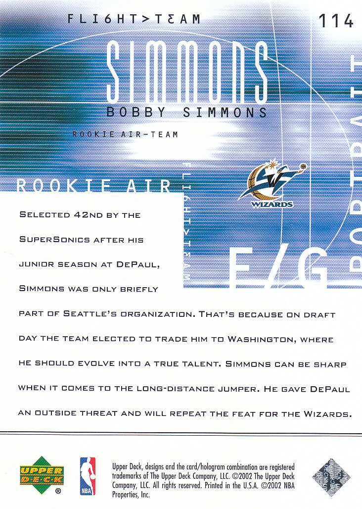 2001/2002 Flight Team (Upper Deck) Basketball - Picture 183 of 246