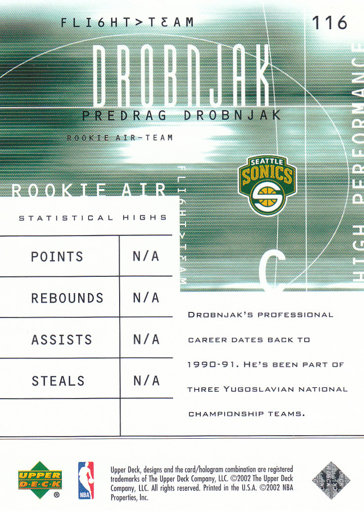 2001/2002 Flight Team (Upper Deck) Basketball - Picture 185 of 246