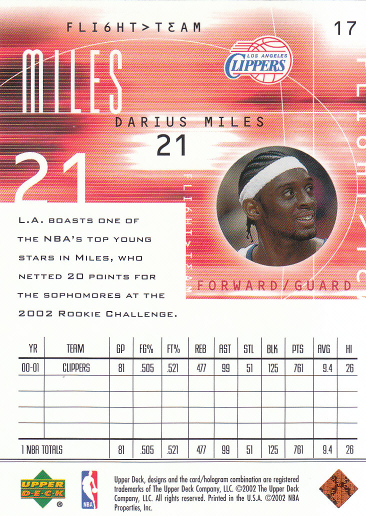 2001/2002 Flight Team (Upper Deck) Basketball - Picture 189 of 246