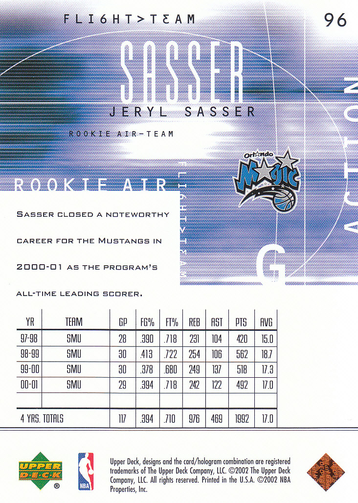 2001/2002 Flight Team (Upper Deck) Basketball - Picture 203 of 246