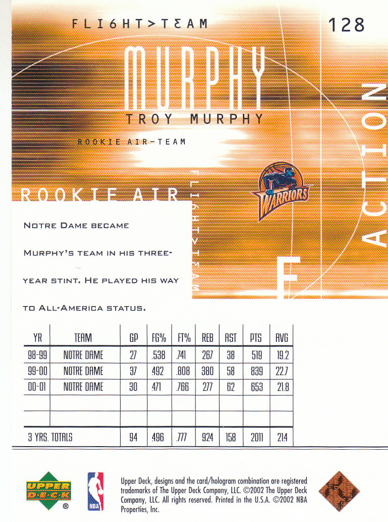 2001/2002 Flight Team (Upper Deck) Basketball - Picture 219 of 246