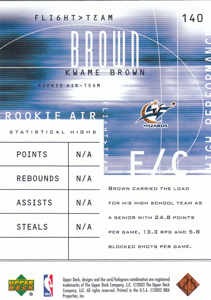 2001/2002 Flight Team (Upper Deck) Basketball - Picture 227 of 246
