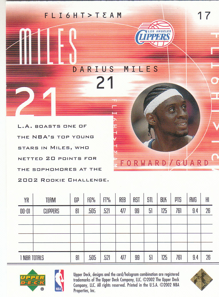 2001/2002 Flight Team (Upper Deck) Basketball - Picture 230 of 246