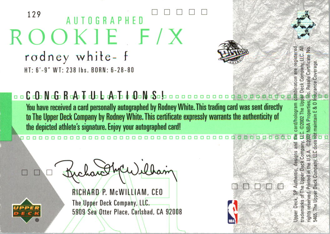 2001-02 SP Authentic Basketball Card Pick - Picture 189 of 224