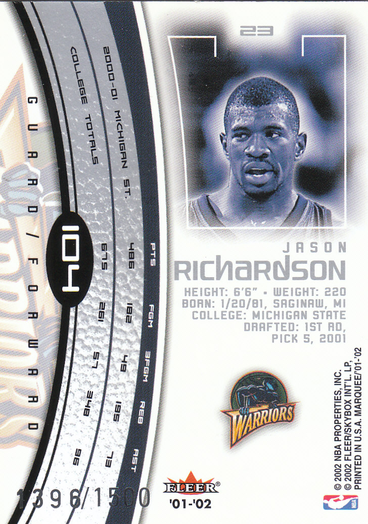 2001/2002 Fleer Marquee Basketball - Picture 49 of 61