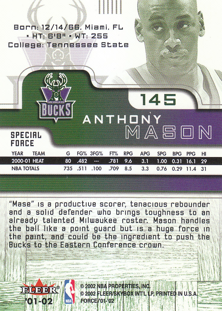 2001/2002 Fleer Force Basketball - Picture 183 of 183