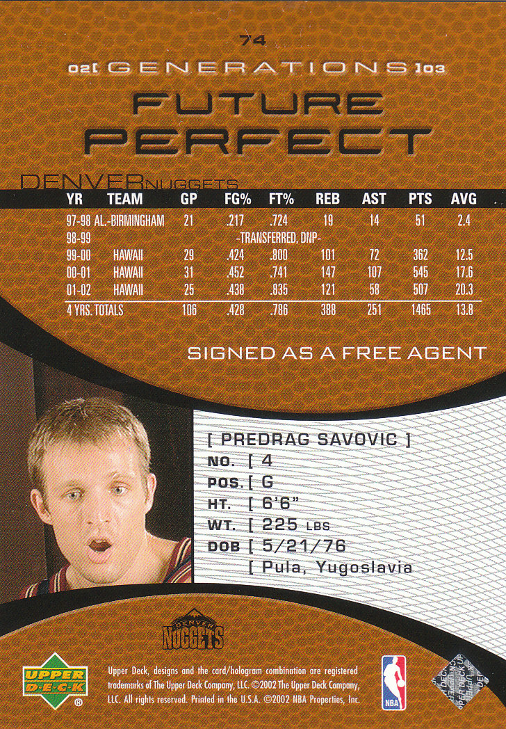 2002/2003 Generations (Upper Deck) Basketball - Picture 231 of 345