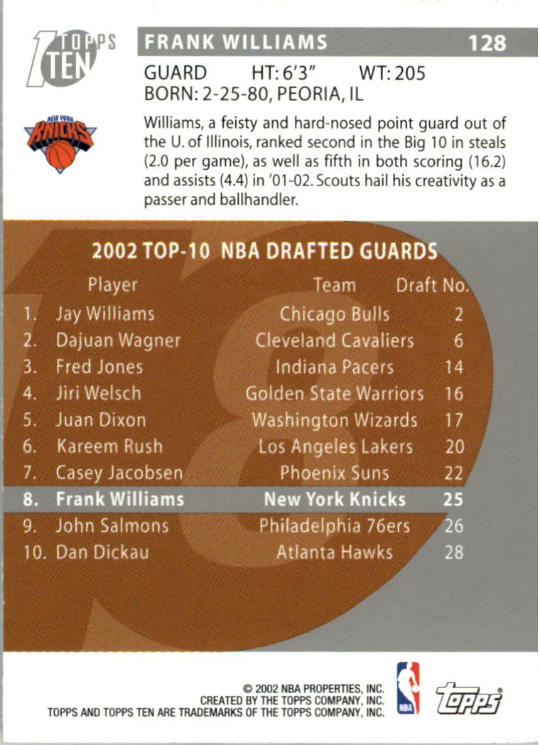 2002-03 Topps Ten Basketball Card Pick - Picture 198 of 209