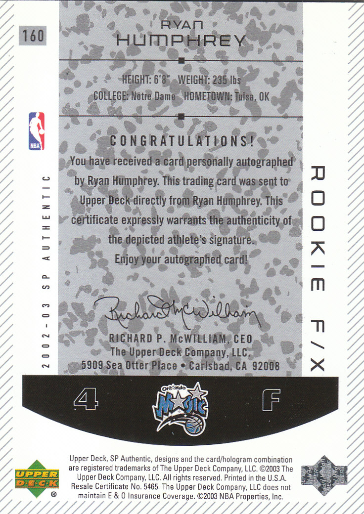 2002/2003 SP Authentic (Upper Deck) Basketball - Picture 41 of 307