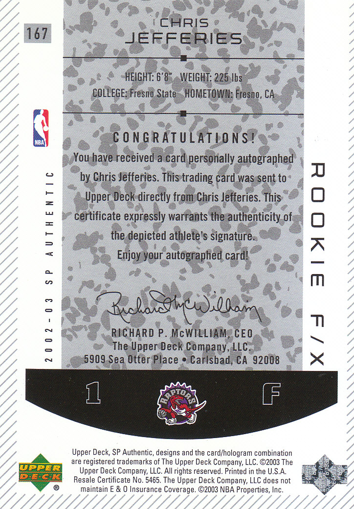 2002/2003 SP Authentic (Upper Deck) Basketball - Picture 39 of 307