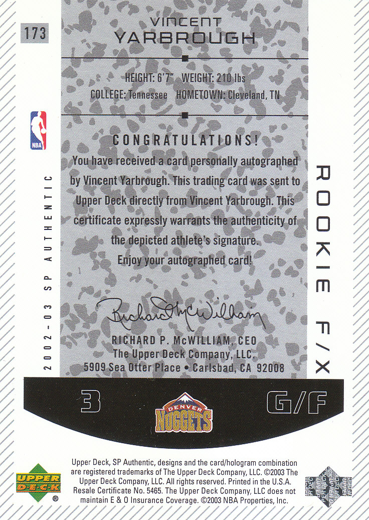 2002/2003 SP Authentic (Upper Deck) Basketball - Picture 35 of 307