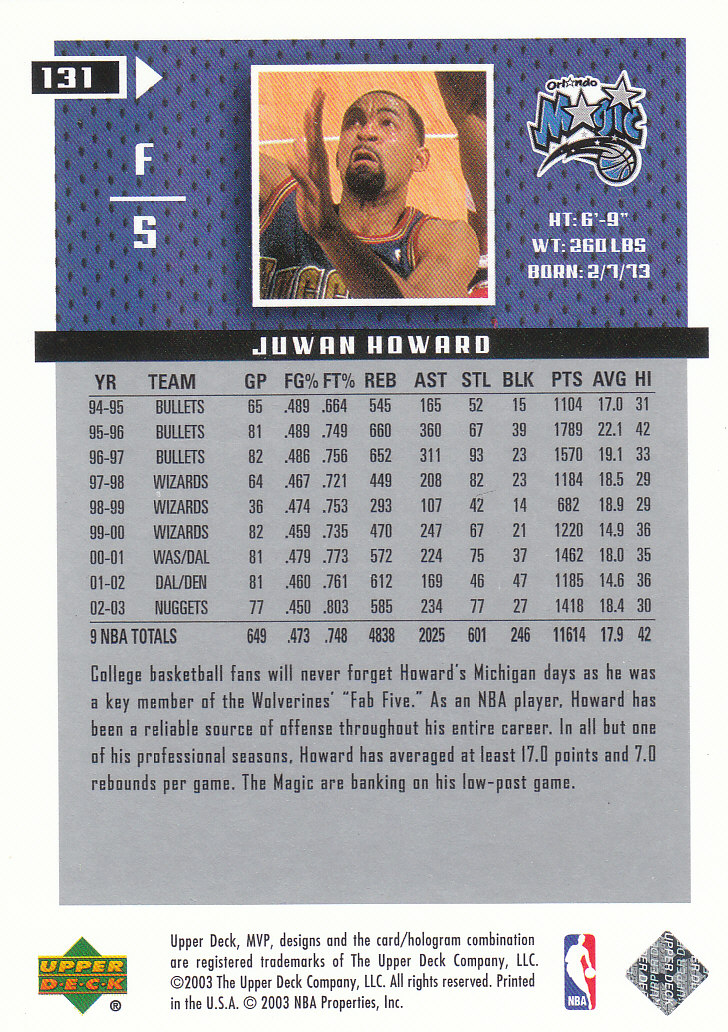 2003/2004 MVP (Upper Deck) Basketball Part 2 Parallel Cards - Picture 111 of 177