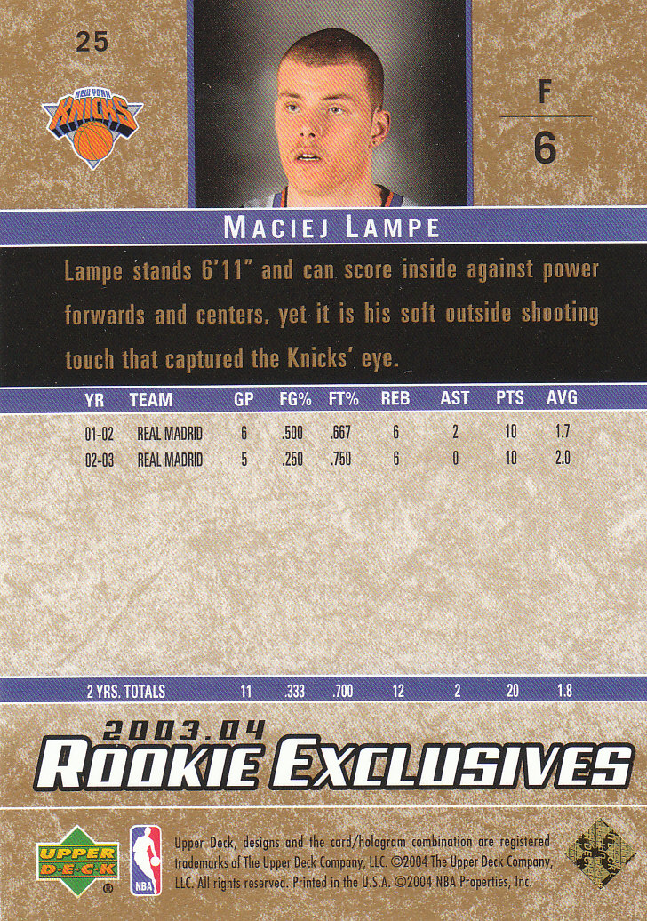 2003/2004 Rookie Exclusives (Upper Deck) Basketball - Picture 123 of 150