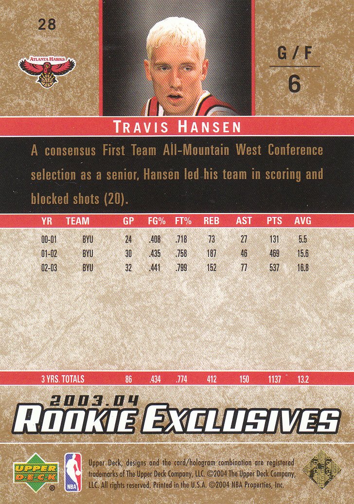 2003/2004 Rookie Exclusives (Upper Deck) Basketball - Picture 125 of 150