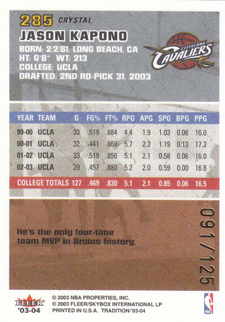 2003/2004 Fleer Tradition Basketball Part 3 Parallel and Insert Cards - Picture 107 of 220
