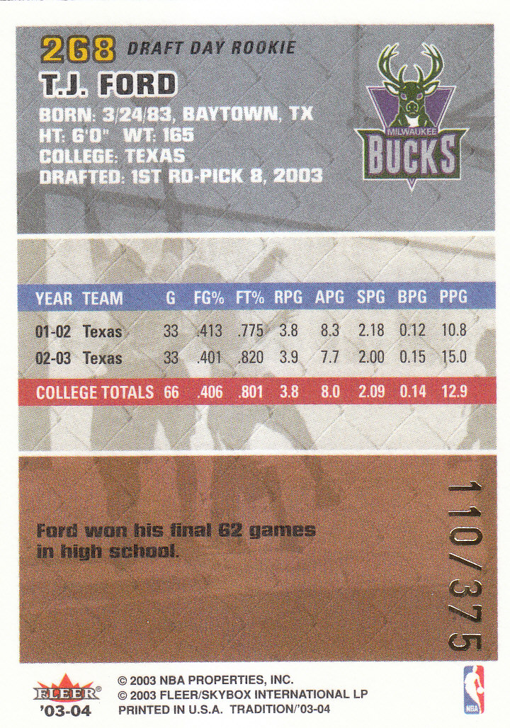 2003/2004 Fleer Tradition Basketball Part 3 Parallel and Insert Cards - Picture 111 of 220