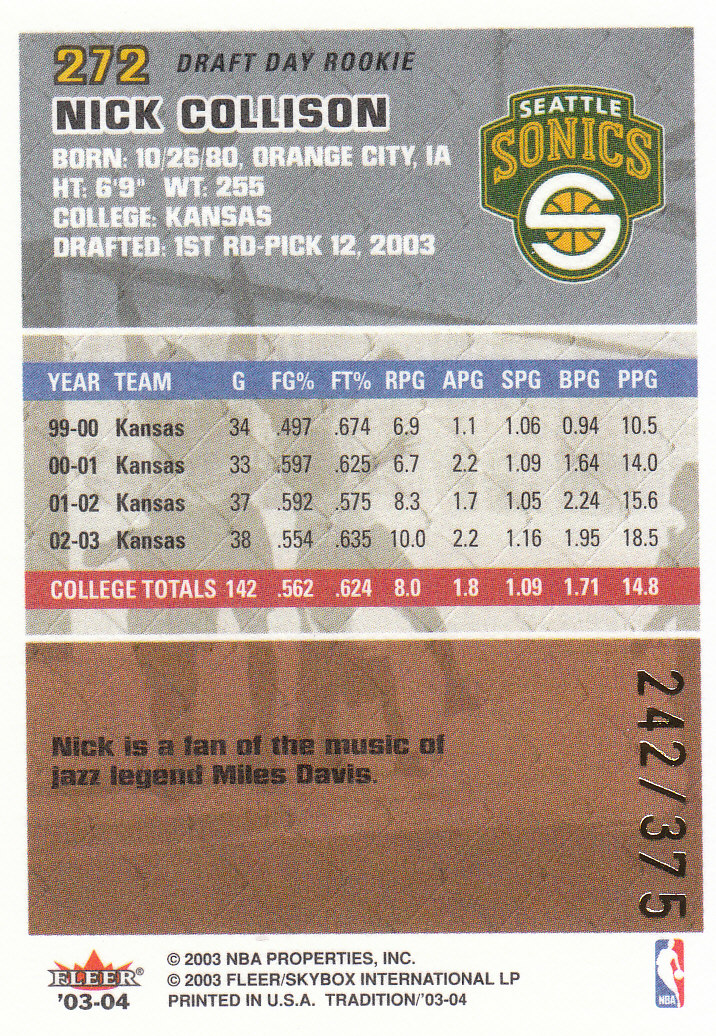 2003/2004 Fleer Tradition Basketball Part 3 Parallel and Insert Cards - Picture 115 of 220
