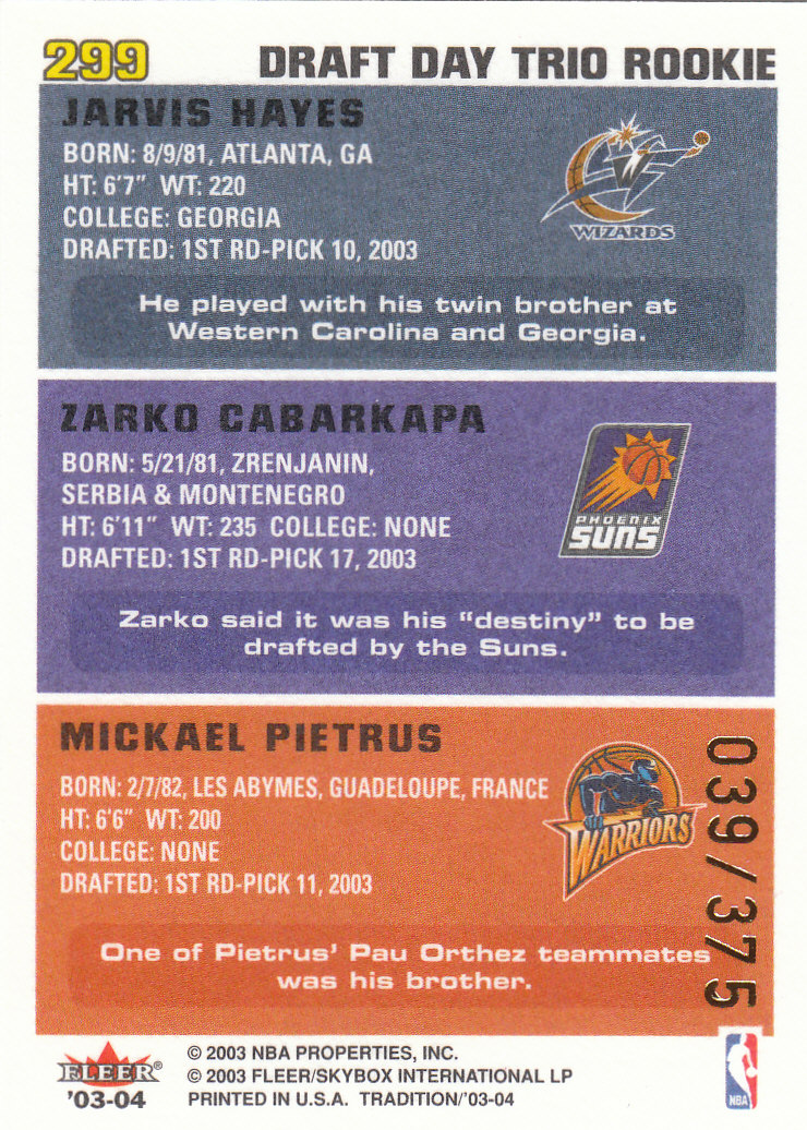 2003/2004 Fleer Tradition Basketball Part 3 Parallel and Insert Cards - Picture 141 of 220
