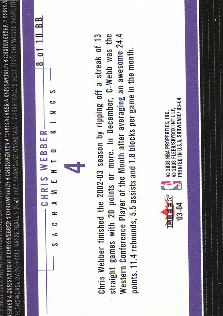 2003/2004 Showcase (Fleer) Basketball Part 2 Insert and Parallel Cards - Picture 11 of 44