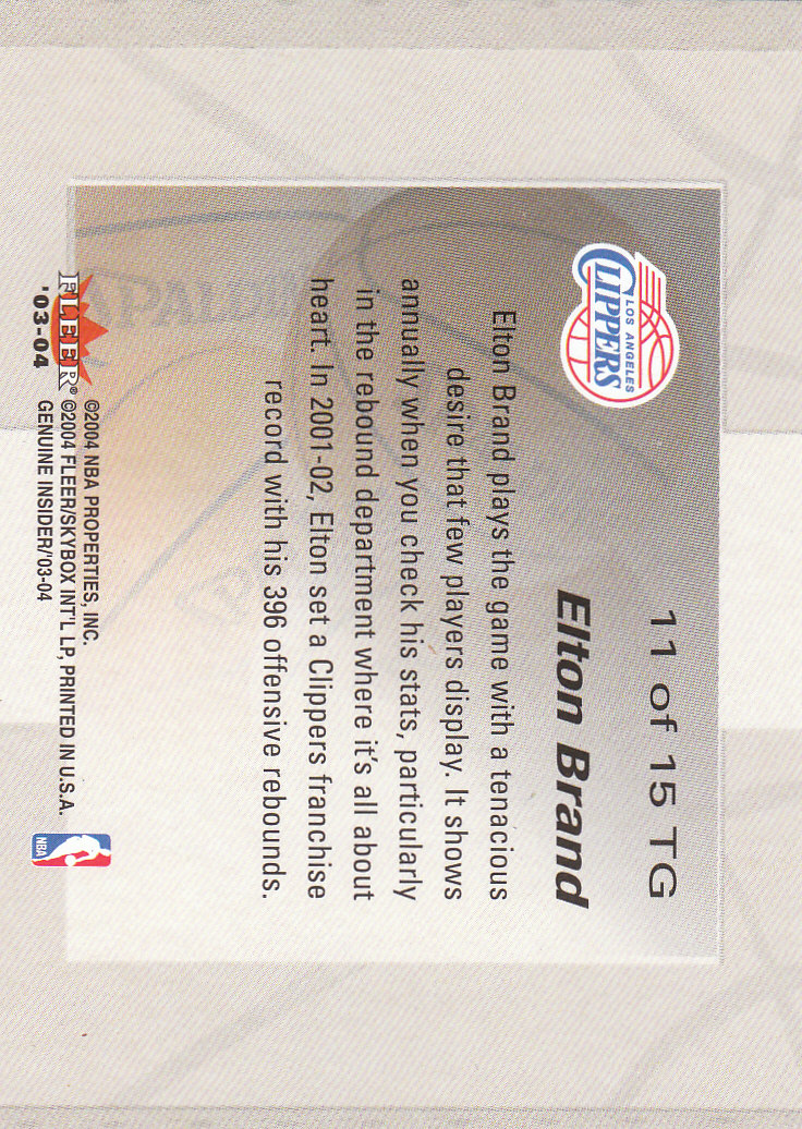 2003/2004 Genuine Insider (Fleer) Basketball - Picture 212 of 216