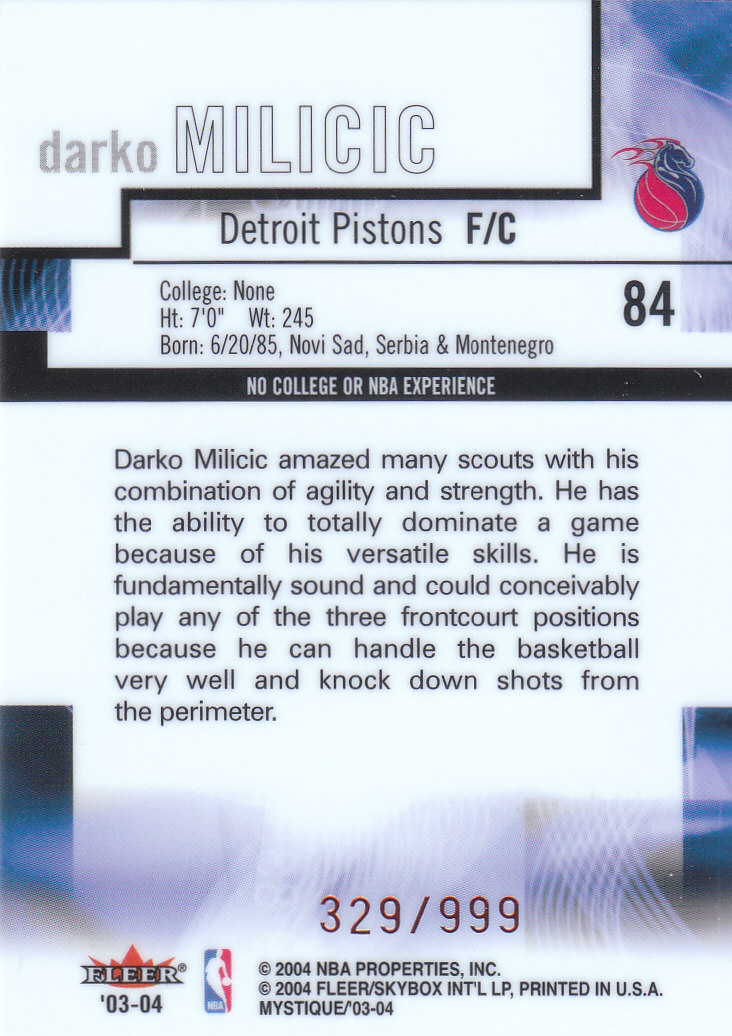 2003/2004 Mystique (Fleer) Basketball - Picture 165 of 231