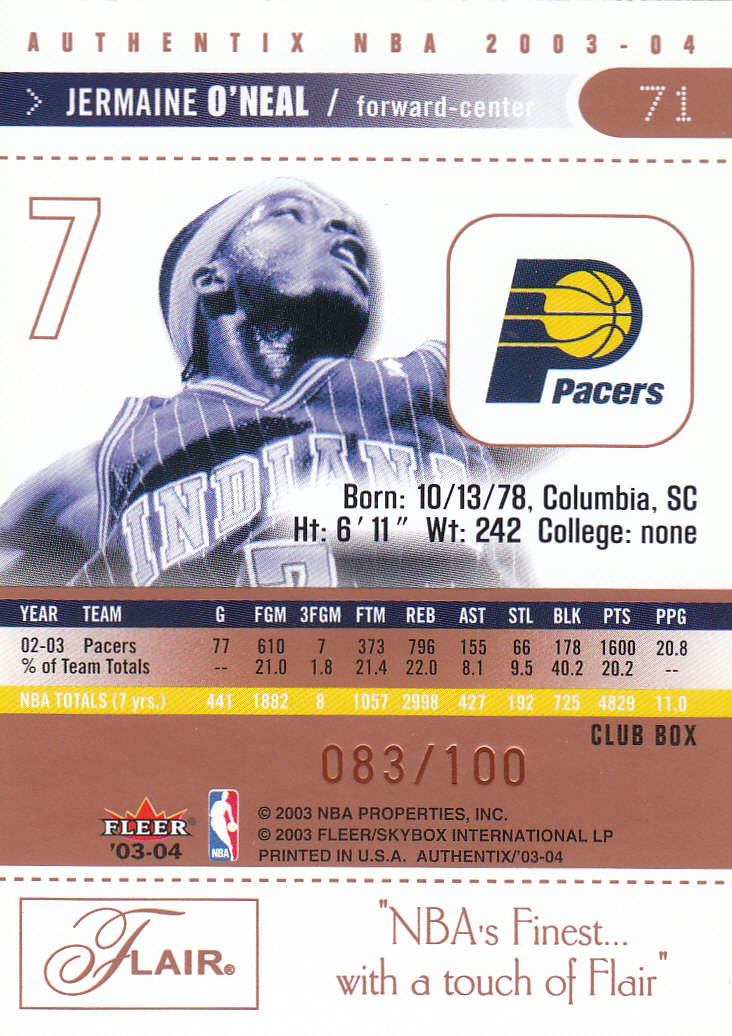 2003/2004 Authentix (Fleer) Basketball - Picture 273 of 319
