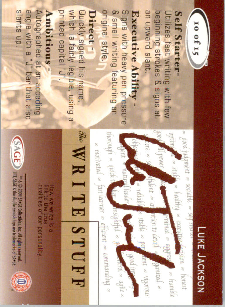 2004 Sage HIT Basketball "The Write Stuff" Insert Cards - Bild 21 von 27